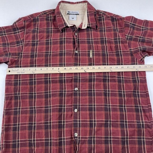 Columbia Button Up Plaid Shirt Men’s XL Cotton Reds Orange Long Sleeve Outdoors - Picture 4 of 10